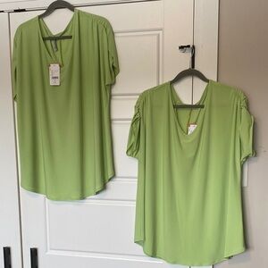 Soft stretchy beautiful green top made in Canada by Hamilton NWT plus sizes